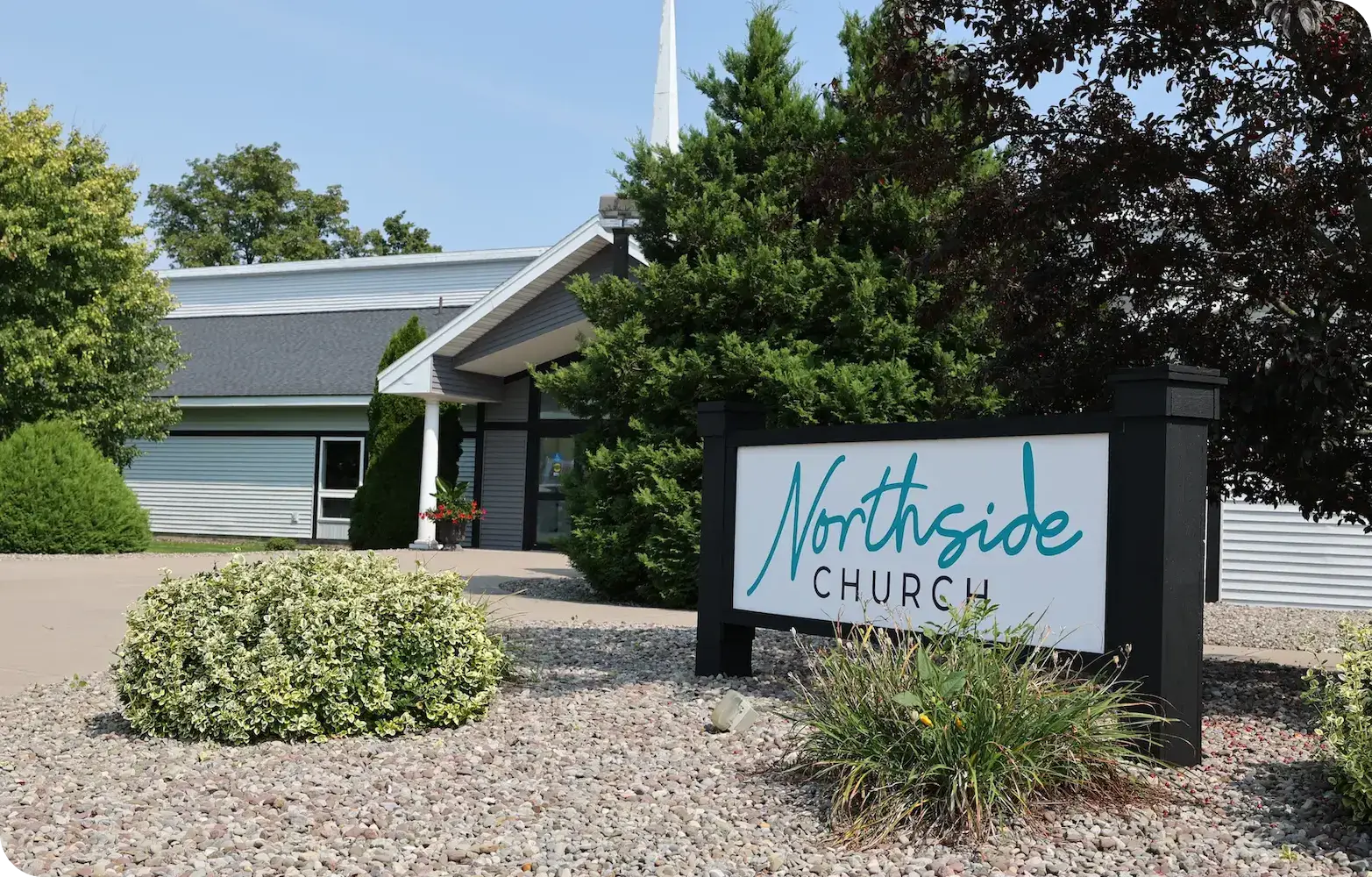 Northside Baptist Church exterior in Liverpool NY – welcoming entrance and sign