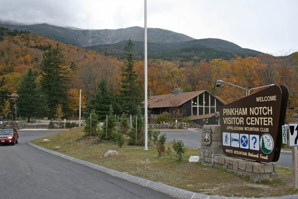 Pinkham Notch mountain road looking toward Mount Washington