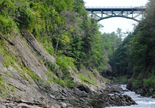Quechee Gorge canyon view looking down to the river