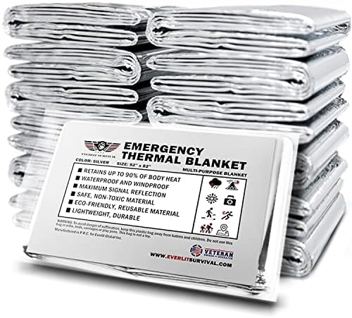 Mylar thermal space blankets and emergency insulated winter gloves