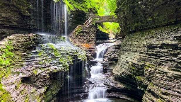 Deep shale rock canyons and massive waterfalls in Western NY state parks